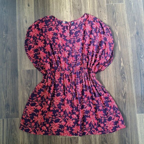💙 Lands End Oversized Tunic Cover Up Dress Cover up Waiststring 100% Viscose - Picture 2 of 9